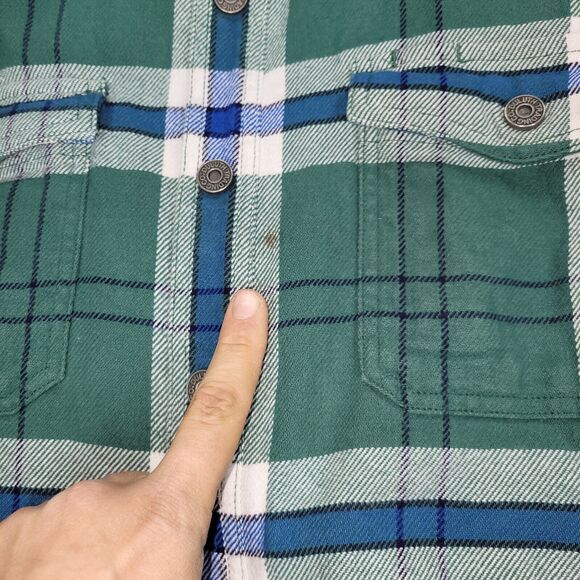 Duluth Flannel Shirt Shacket Mens Size Large Green 100% Cotton Long Sleeve Plaid - Picture 15 of 16